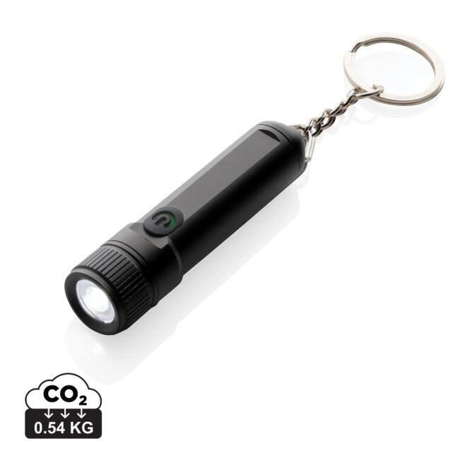 Werbeartikel Gear X Key-Chain Taschenlampe mit Gravur – Schwarz – Leuchtmittel für Firmen und Messen