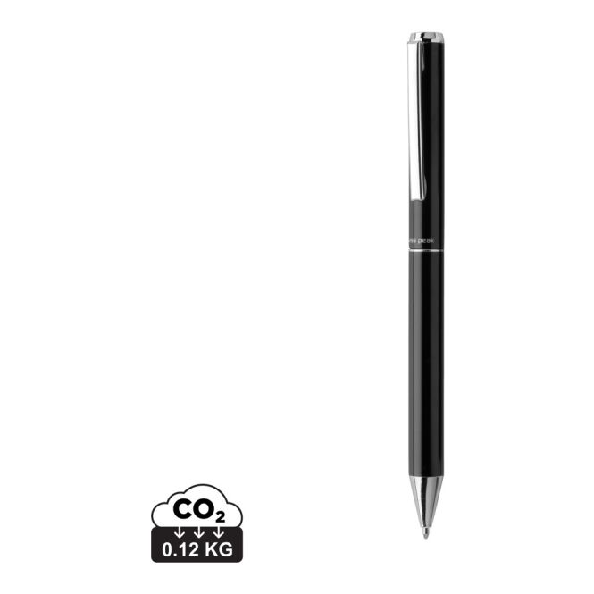 Firmengeschenk Metall-Kugelschreiber Swiss Peak Cedar – schwarz – mit Gravur blau schreibend für den Büroalltag nachhaltig