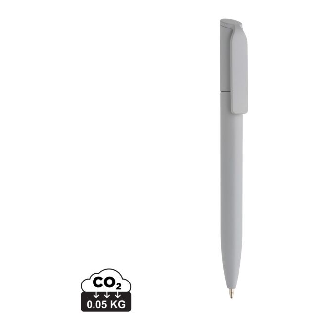 Streuartikel Pocketpal Mini-Pen – silber – mit Logo bedruckt nachhaltiger Drehkugelschreiber blau schreibend für den Büroalltag