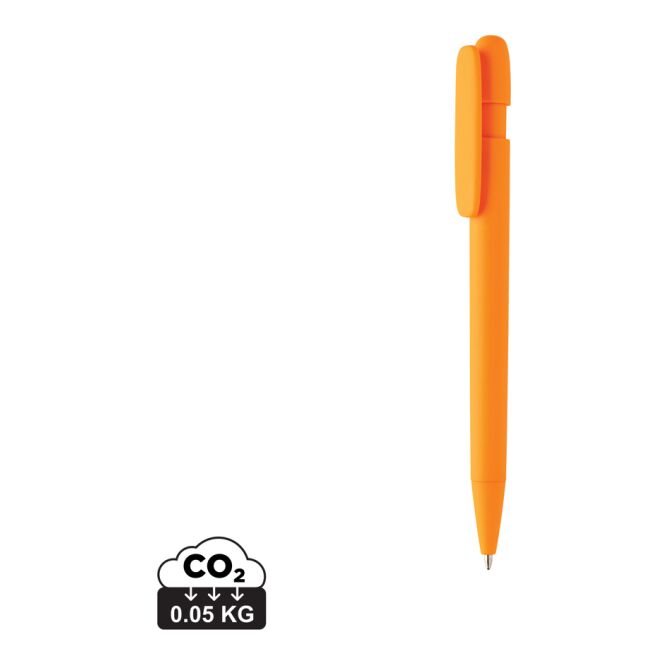 Streuartikel Devin Solid rABS-Kugelschreiber – orange – mit Logo bedruckt, nachhaltig, blau schreibend, für den Büroalltag