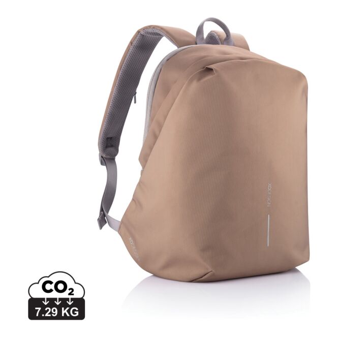 Mitarbeitergeschenk Rucksack Bobby Soft – braun-grau – nachhaltig mit Logo bedruckt 15,6 Zoll komfortabler Backpack für das Mitarbeiter-Onboarding