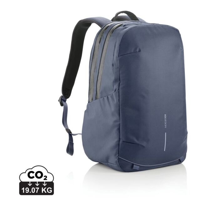 Mitarbeitergeschenk Bobby Explore Rucksack – marineblau-schwarz – mit Logo bedruckt, nachhaltiger, komfortabler Backpack für Außendienst