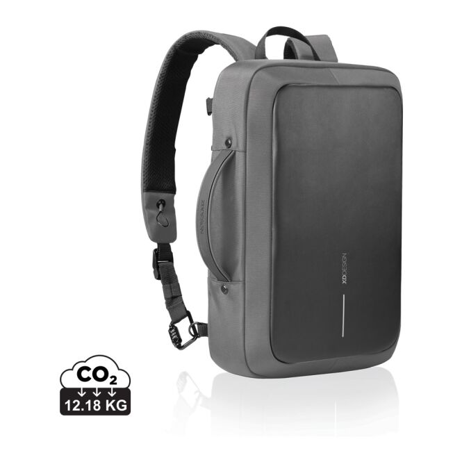 Kundengeschenk Bobby Bizz 2.0 Anti-Diebstahl Rucksack & Aktentasche – anthrazit-schwarz – mit Logo bedruckt nachhaltig für Firmen-Events