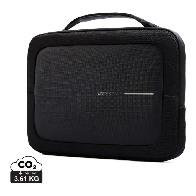 Firmengeschenk XD Design 14 Zoll Laptoptasche mit Logodruck – Schwarz-grau – nachhaltige Business-Tasche aus recyceltem Material