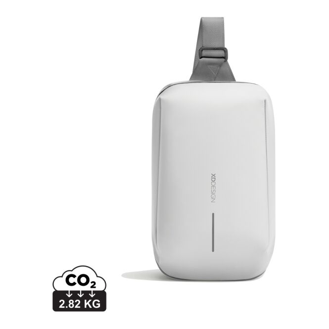 Giveaway Sling-Bag Urban – grau-grau – mit Logo bedruckt, wasserabweisende Crossbody-Tasche mit RFID-Schutz als trendige Gürteltasche