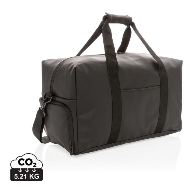 Mitarbeitergeschenk Wochenendtasche aus PU mit Logodruck – Schwarz – geräumiges Reisegepäck für geschäftliche Kurztrips und Sport