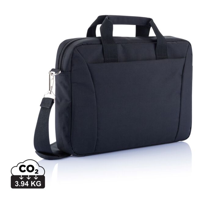 Messe-Giveaway 15,4 Zoll Laptoptasche mit Logodruck – Schwarz – professionelle Notebooktasche für Firmenreisen