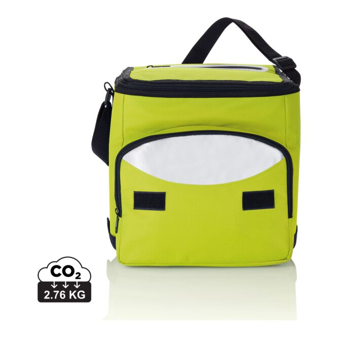 Werbeartikel Kühltasche faltbar mit Logodruck – Grün-Silber – isolierte Kühltasche für Firmenevents und Catering