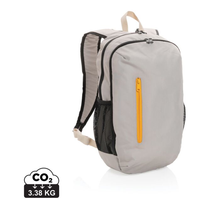 Mitarbeitergeschenk Rucksack Impact AWARE™ 300D RPET – braun-orange – mit Logodruck, 15"-Laptopfach, nachhaltiger Daypack für das Onboarding