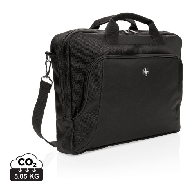 Firmengeschenk 15,6 Zoll Laptop-Tasche Deluxe mit Logodruck – Schwarz – hochwertiges Businesstaschen Modell für Mitarbeiter und Kunden