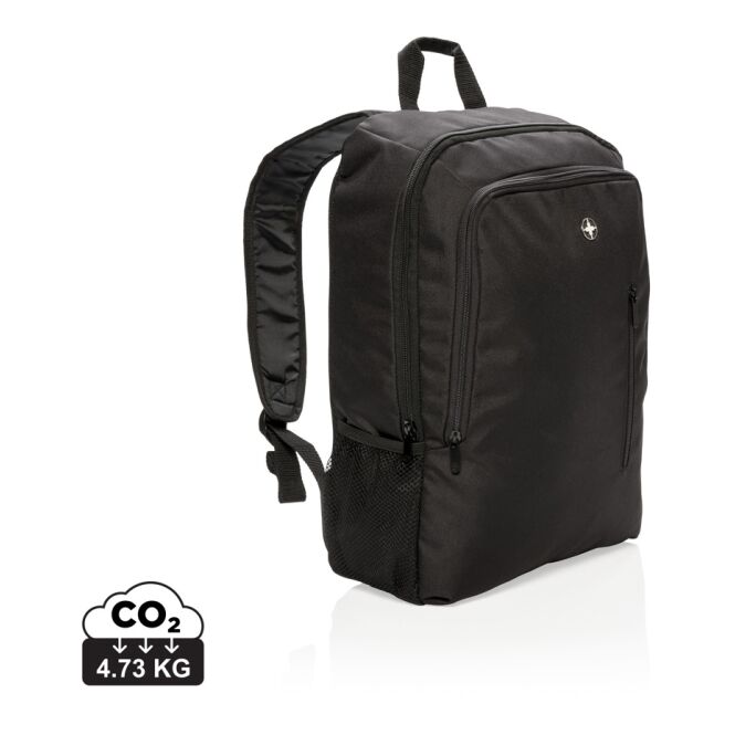 Mitarbeitergeschenk 17 Zoll Business Rucksack mit Logodruck – Schwarz – professionelle Laptoptasche für Büro und Außendienst