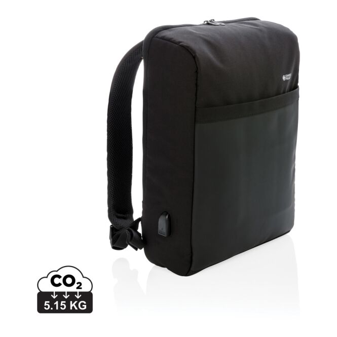 Mitarbeitergeschenk Swiss Peak 15 Zoll Anti-Diebstahl Rucksack mit Logodruck – Schwarz – sichere Laptoptasche für Business und Reise