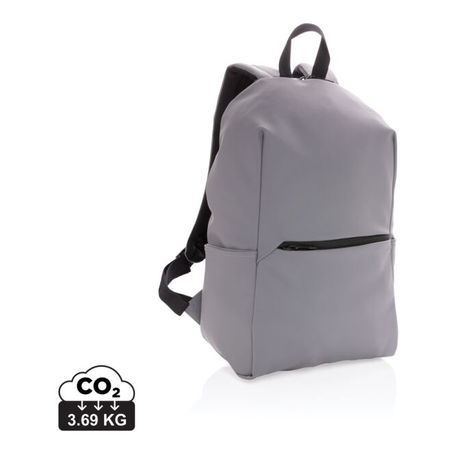 Firmengeschenk PU Laptop-Rucksack 15,6 Zoll mit Logodruck – Grau – moderner Business-Begleiter für Mitarbeiter und Kunden