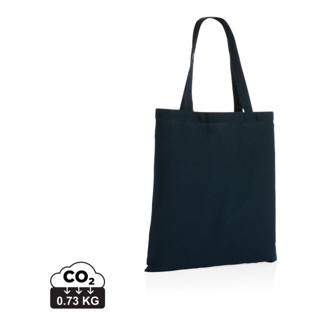 Kundengeschenk Baumwolltasche Impact AWARE – marineblau – mit individuellem Logodruck 145 g/m² nachhaltiger Jutebeutel für Messe-Events
