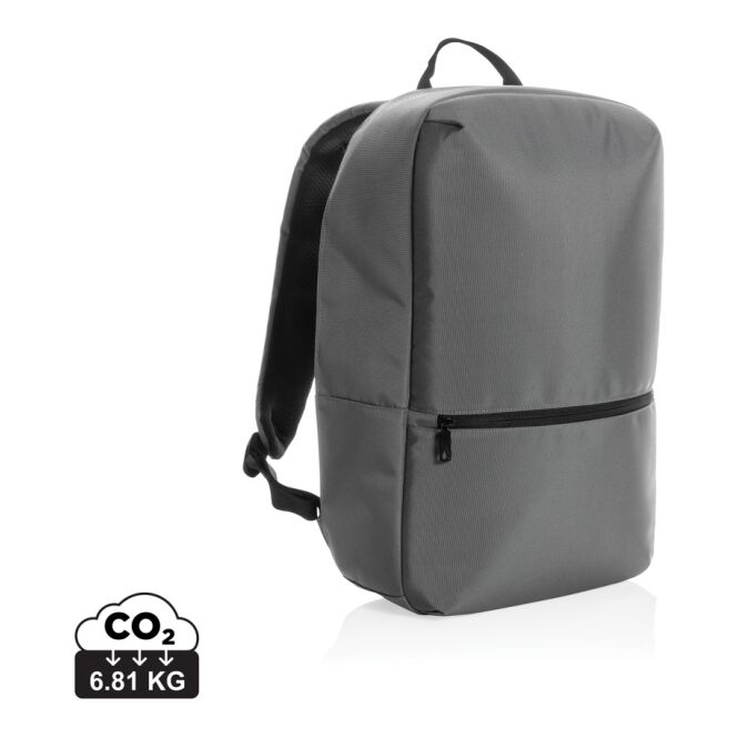 Mitarbeitergeschenk Impact 1200D 15,6-Zoll-Laptop-Rucksack mit Logodruck – Grau-blau – nachhaltige Laptoptasche für Pendler und Firmen