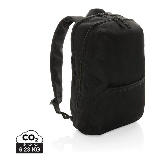 Mitarbeitergeschenk Laptop-Rucksack Impact AWARE 15,6 Zoll – schwarz – nachhaltig mit Logo bedruckt für das Mitarbeiter-Onboarding