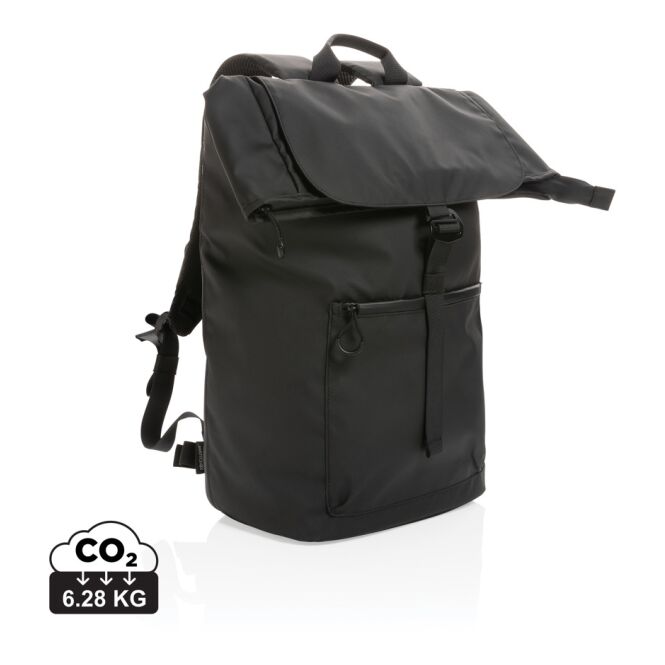 Mitarbeitergeschenk Rucksack Impact AWARE RPET – schwarz – mit Logodruck für 15.6 Zoll Laptop komfortabler nachhaltiger Backpack Onboarding