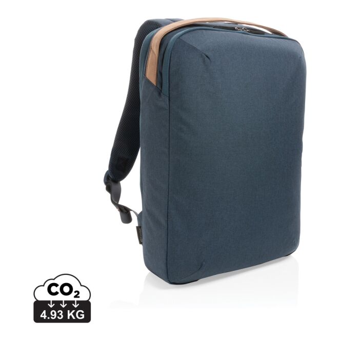 Mitarbeitergeschenk Rucksack Impact AWARE Deluxe – marineblau – mit Logo bedruckt 15,6 Zoll nachhaltiger Backpack für das Mitarbeiter-Onboarding