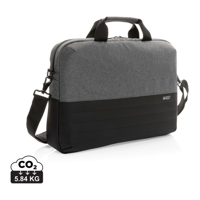 Firmengeschenk Laptoptasche mit Logodruck für 15,6 Zoll Laptops – Grau – recycelte Tasche mit RFID-Schutz für Büro und Geschäftsreisen