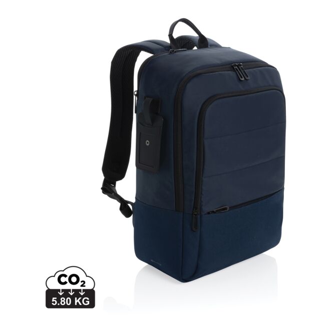Mitarbeitergeschenk Armond AWARE™ RPET Laptop-Rucksack – navy blau – mit Logo bedruckt für 15,6 Zoll Notebooks nachhaltig
