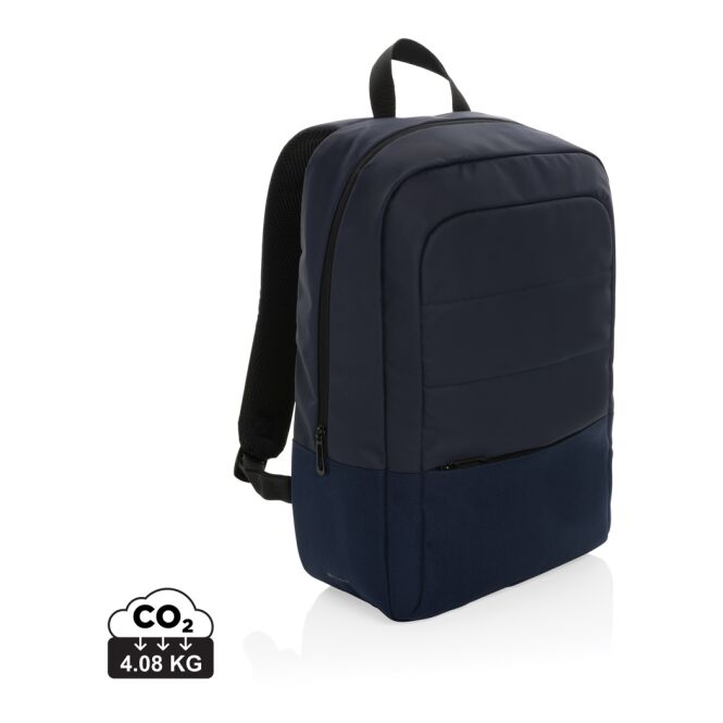 Mitarbeitergeschenk Armond AWARE™ Laptop-Rucksack – navy blau – nachhaltig mit Logo bedruckt für 15,6 Zoll Notebooks für das Homeoffice