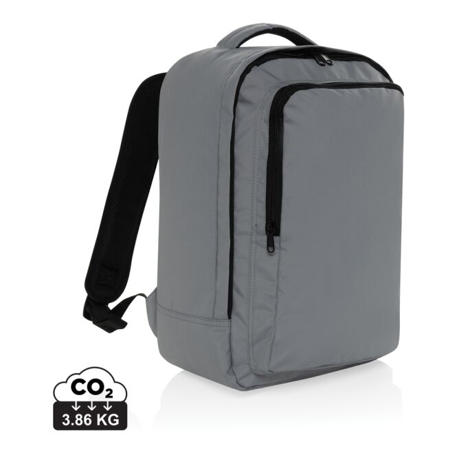 Mitarbeitergeschenk Rucksack Ace Aware™ RPET – grau – nachhaltig mit Logodruck 16 Liter komfortabler Backpack für Geschäftsreisen
