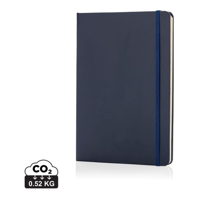Kundengeschenk Notizbuch Basic A5 – navy blau – mit Logo geprägt für den Büroalltag