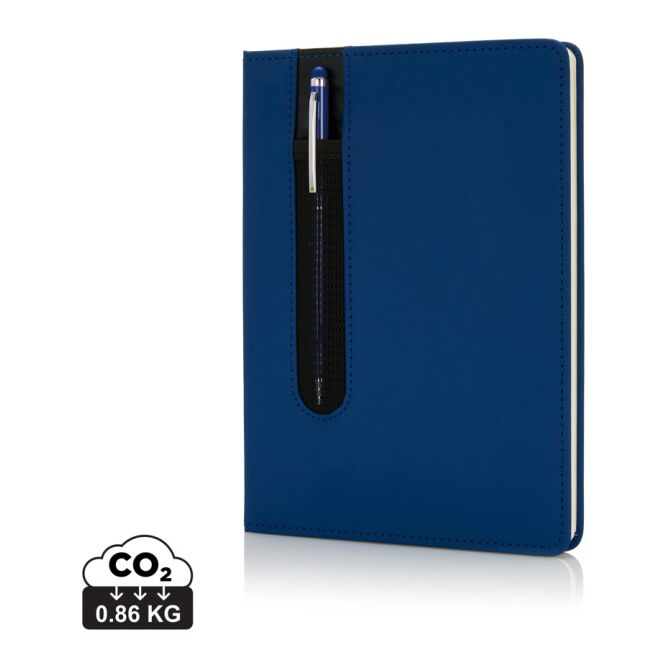 Firmengeschenk Notizbuch-Set A5 mit Stylus-Metallkugelschreiber – navy blau – mit Gravur 80 Seiten für den Büroalltag