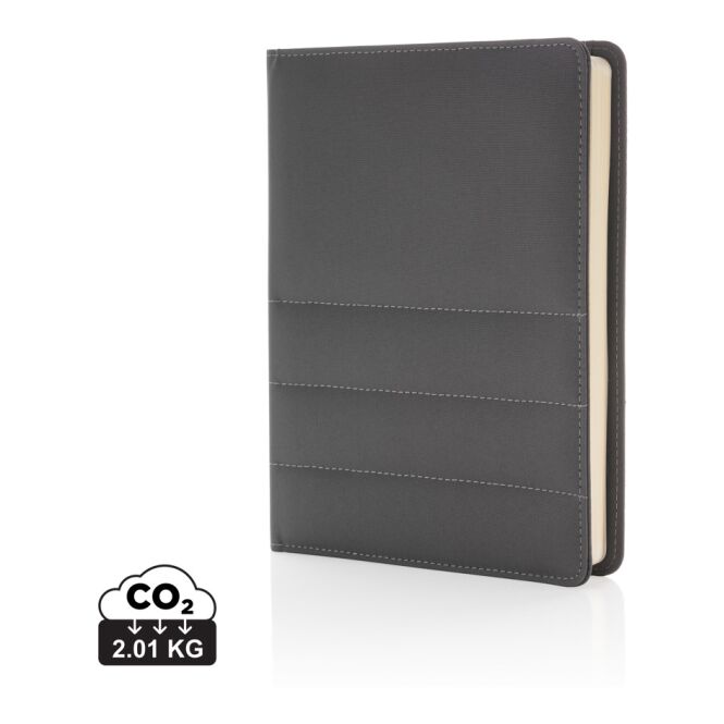 Firmengeschenk A5 Portfolio mit Logodruck – aus recyceltem rPET – Grau – nachhaltige Organisationsmappe für Büro und Business