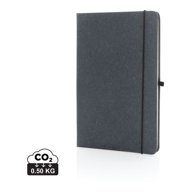 Kundengeschenk A5 Notizbuch Hardcover – grau – mit Logo geprägt nachhaltiges Recyclingpapier für Meetings & Konferenzen
