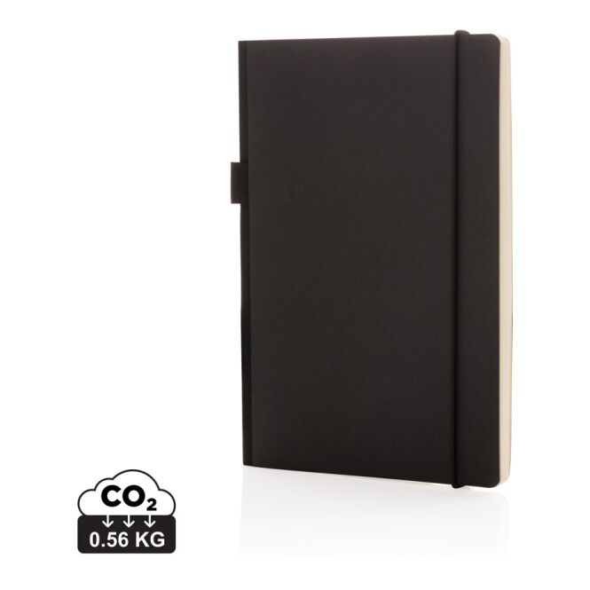 Firmengeschenk FSC Deluxe Hardcover Notizbuch DIN A5 – schwarz – mit Logo bedruckt nachhaltig für Meetings & Konferenzen