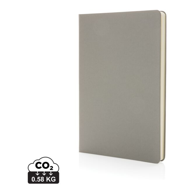 Firmengeschenk A5 Hardcover Notizbuch FSC – grau – mit Logo bedruckt für den Büroalltag nachhaltig