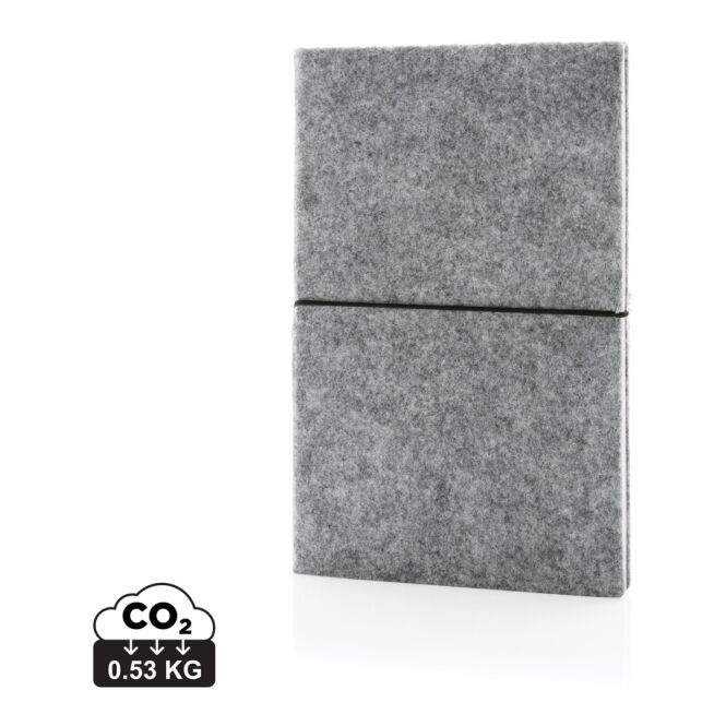 Mitarbeitergeschenk Notizbuch A5 – grau – mit Logodruck 100% GRS-zertifiziertes Recyclingmaterial 160 Seiten nachhaltiges Journal für CSR