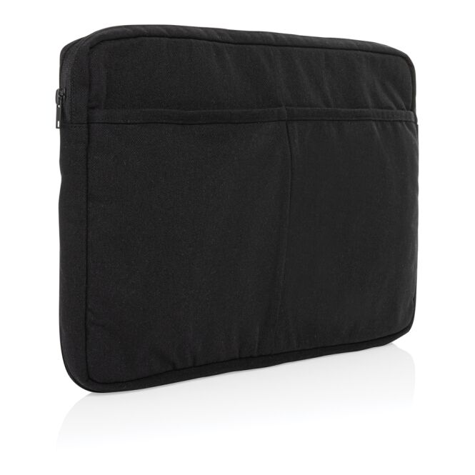 Mitarbeitergeschenk Laptoptasche Laluka AWARE™ – schwarz – mit Logo bedruckt für 15,6 Zoll Notebooks nachhaltig für das Homeoffice