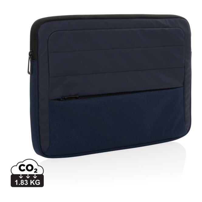 Mitarbeitergeschenk Armond AWARE™ Laptop-Sleeve – navy blau – mit Logo bedruckt nachhaltig für 15,6 Zoll Notebooks für das Homeoffice