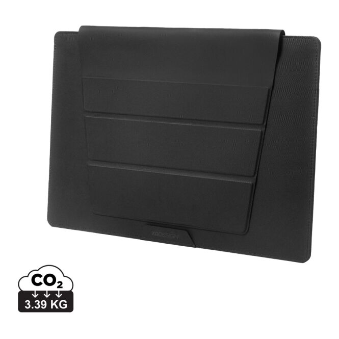 Mitarbeitergeschenk XD Design 14 Zoll Mobile Office Sleeve mit Logodruck – Schwarz-Schwarz – ergonomische Laptoptasche für Geschäftstermine