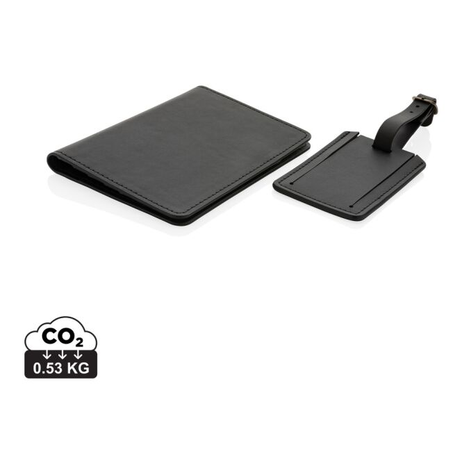 Firmengeschenk Swiss Peak Reise-Set mit Logodruck – Schwarz – nachhaltiges Accessoire für Geschäftsreisen