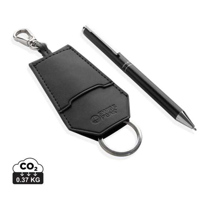Firmengeschenk Swiss Peak Tula RCS Key-Organizer und Stift Set mit Gravur – Schwarz – nachhaltiges Präsent für Geschäftspartner und Büro