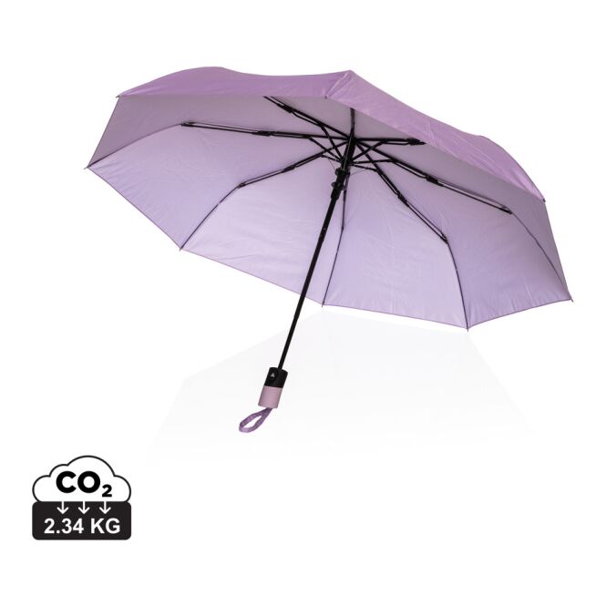 Streuartikel Taschenschirm Impact AWARE – lavendel – mit individuellem Logodruck und Auto-Open sturmfest Ø 53 cm nachhaltiger Öko-Regenschirm