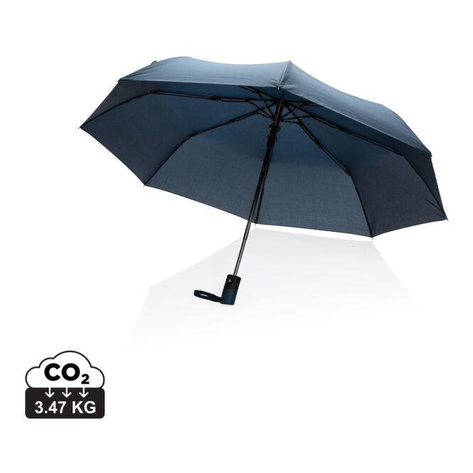Streuartikel Taschenschirm Impact AWARE™ RPET – marineblau – mit individuellem Logodruck sturmfest Ø 21 Zoll für Promotion-Aktionen