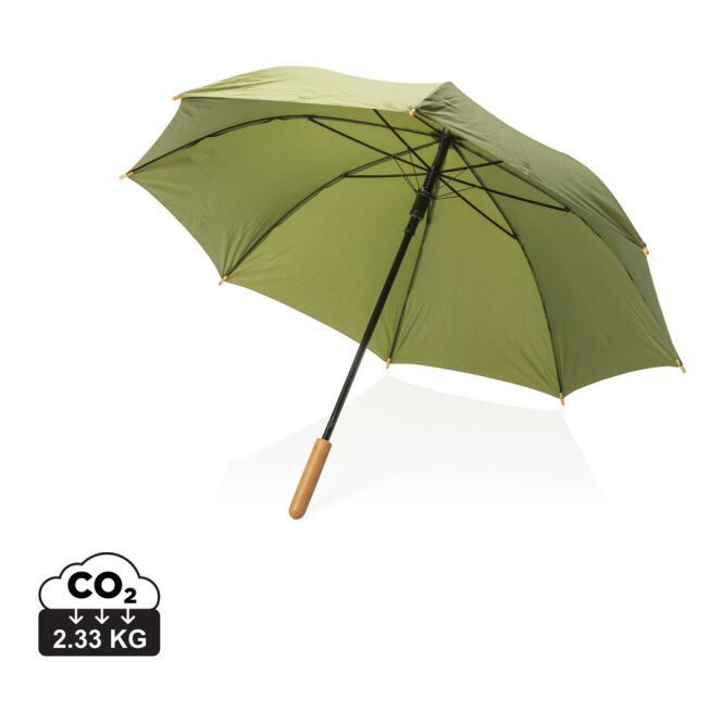 Outdoor-Werbemittel Automatikschirm Impact AWARE – grün – mit individuellem Logodruck sturmfest mit Fiberglasgestell Ø 105 cm Öko-Regenschirm