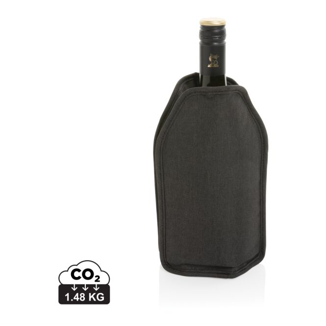 Gastro-Werbemittel Flaschenkühler Vino AWARE rPET – schwarz – mit Logo bedruckt nachhaltig aus recyceltem Polyester als cooler Weinkühler