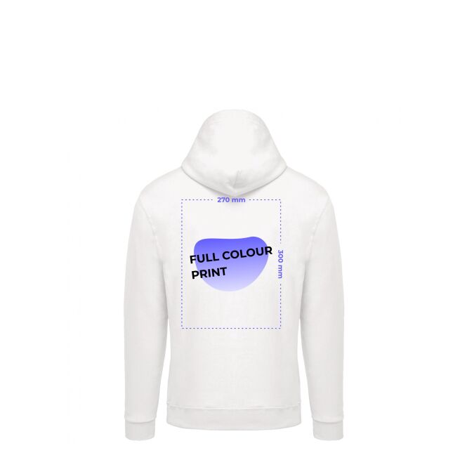 Werbeartikel Zip-Hoodie Unisex – weiß – mit Logo bedruckt Gr. XS