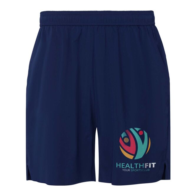 Mitarbeitergeschenk Sportshorts Murray – navy blue – individuell bedruckbar, recyceltes Polyester, M, ideal für Fitnessstudios