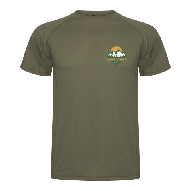 Teamkleidung T-Shirt Montecarlo – militar green – mit Logo bedruckt 48h Express-Druck Funktionsgewebe Gr. M