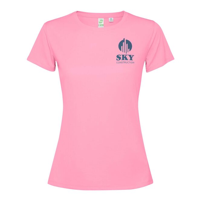 Teamkleidung T-Shirt Estoril Damen – silk pink – mit Logo bedruckt 48h Express-Druck Gr. M