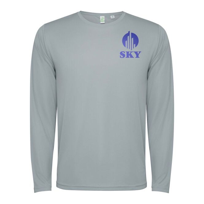 Mitarbeitergeschenk Langarm-Shirt Estoril – grau – mit 48h Express-Logodruck 2XL Funktionsshirt für den Firmenauftritt