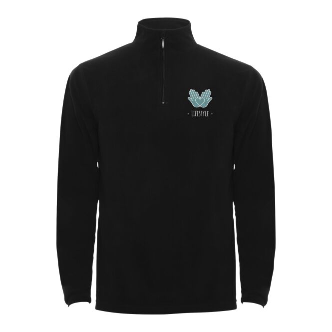 Firmenkleidung Fleecepullover Himalaya 1/4 Zip – schwarz – mit hochwertigem Stick 48h Express-Druck Gr. XL