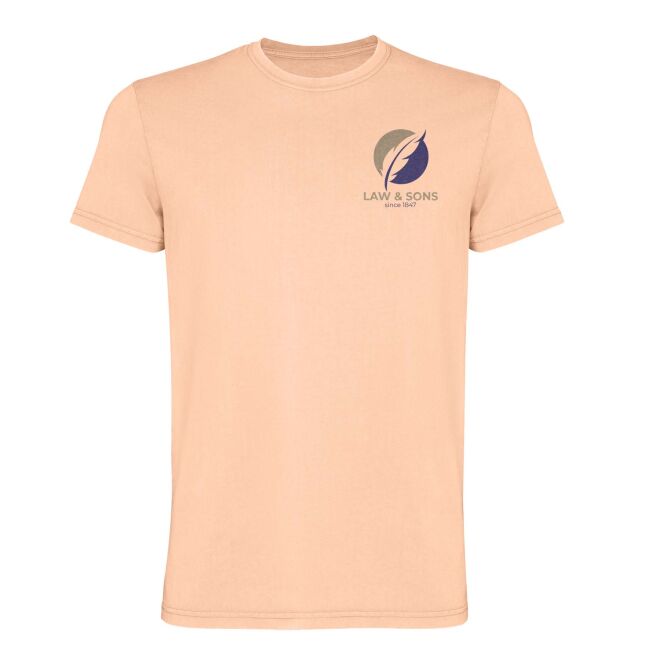 Werbeartikel T-Shirt Corgi – hellorange – mit Logo bedruckt 48h Express-Druck Gr. L