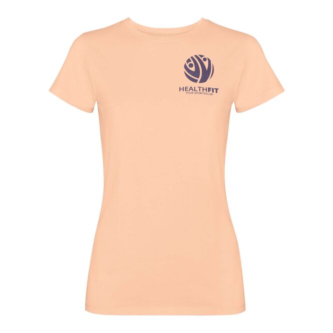 Arbeitskleidung Damen T-Shirt Fiyi – hellorange – mit Logo bedruckt 48h Express-Druck Gr. L